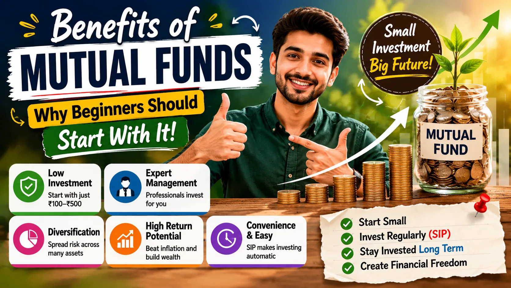 Mutual Fund for Beginners benefits and wealth creation
