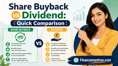 Comparison chart showing share buyback vs dividend differences for investors